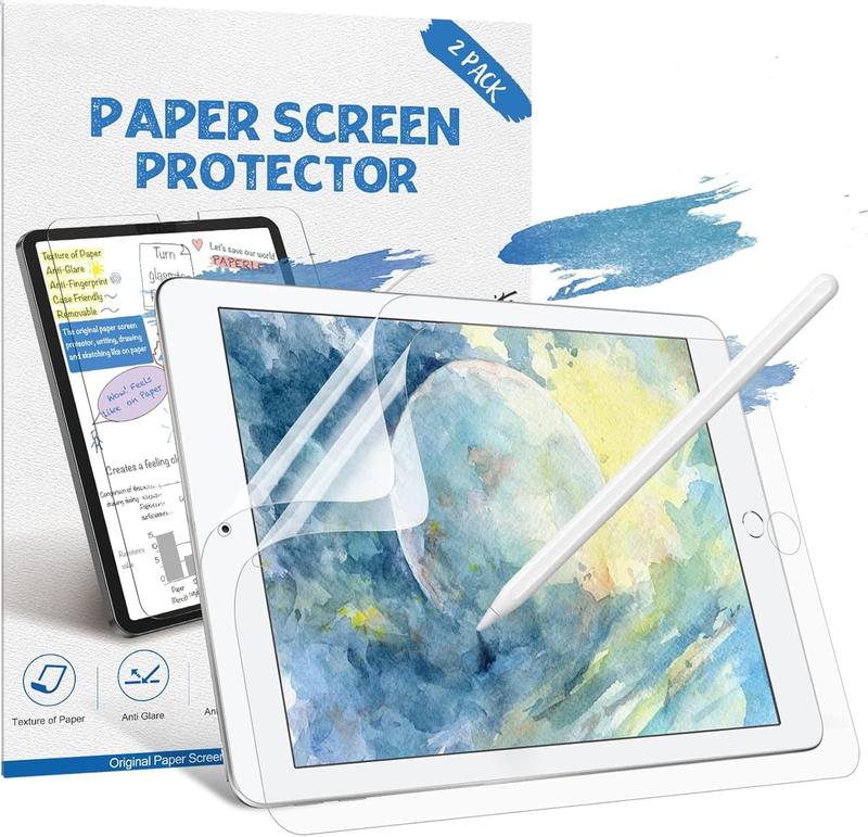 [2 PACK] Paper Screen Protector for iPad 9th 8th 7th Generation (10.2 Inch, 2021 2020 2019), Matte PET Film for iPad 10.2, Write and Draw Like on Paper, Anti Glare Screen Protector