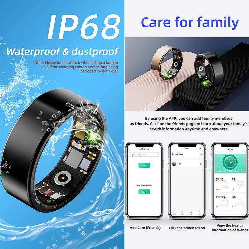 PIIY New Upgrade2.0 Smart Ring,Health Tracker for Women & Men,IP68 Waterproof Fitness Tracker,7-Day Battery Life Activity & Sleep Tracker Heart Rate Monitor Care for faimilies Remote camera,Health Rings for Gift,Compatible with iOS&Android,Smart Wearables