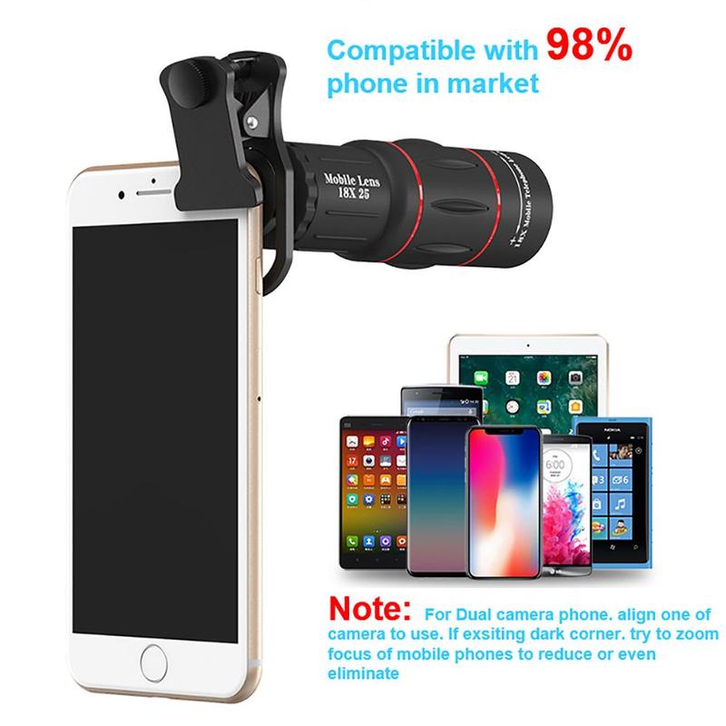 Music Festival 18X Magnification Mobile Phone Telescope Lens, Mobile Phone Zoom Lens With Tripod & Phone Clip & Cloth & Storage Bag & Lens Cover, Phone Accessories For Long Distance Shooting