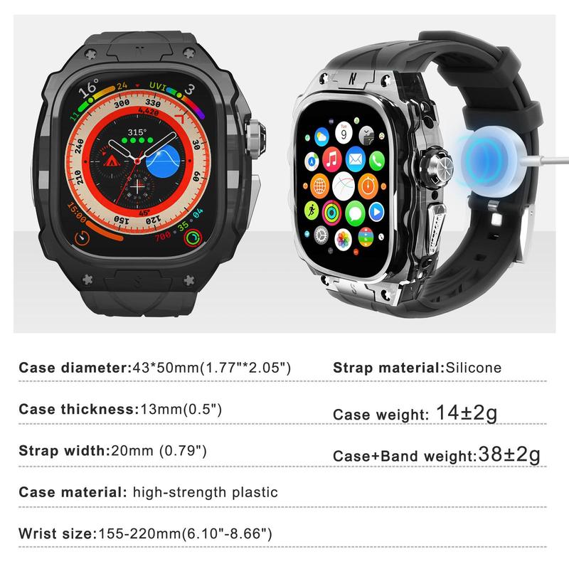 Clear Watch Case with Watch Band, 1 Count Solid Color Watch Protector Case with Watch Band, Smartwatch Protective Cover Compatible with Apple Watch Ultra-1 2 49mm