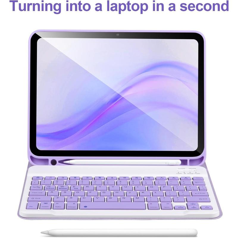 iPad 10th Generation Case with Keyboard,Keyboard Case for iPad 10th Gen 2022 10.9Keyboard for iPad 10th Gen with Pencil Holder,Detachable  Keyboard Case for iPad 10.9 2022 (Purple)