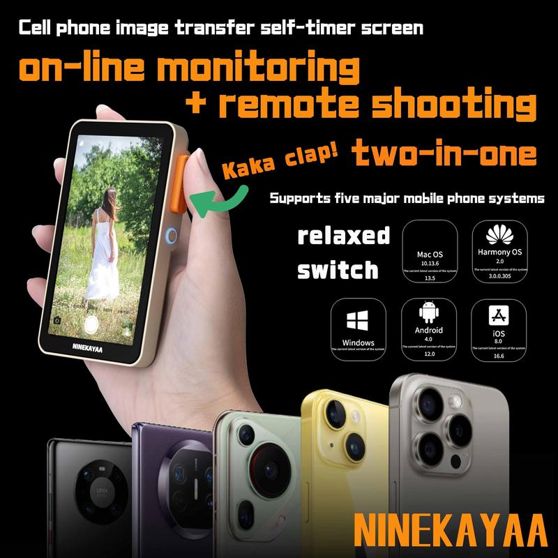 NINEKAYAA Wireless Image Transfer Selfie Screen, USB Rechargeable Mobile Phone Rear Camera Vlog Monitoring Screen, Long Focus Selfie Screen, Portable Camera Protector