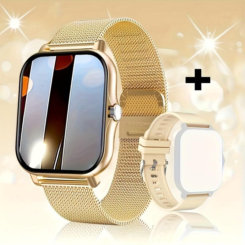 HD Touchscreen Smartwatch Compatible with Apple and Android Phones, comes with dual interchangeable straps, a perfect gift for men&women Wristwatch