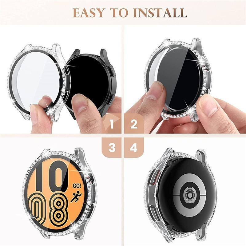 Rhinestone Decor Watch Case with Band, 1 Count Watch Protective Case with Band, Smart Watch Accessories Compatible with Samsung Galaxy Watch 7 Series