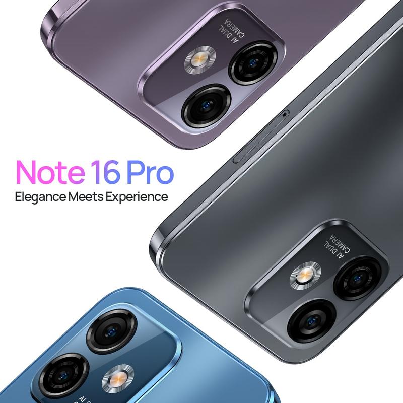 Note 16 Pro NFC Unlocked NFC Mobile Cellphones,  12GB+ 128GB, 4400 mAh Battery, 6.52 ''FHD Display , Android 13, 50MP + 8MP,  8-Core Processor, Dual Sim  4G LTE Smartphone, Splash Proof,Fingerprint &Face Unlock -Purple,Black,Blue US Version