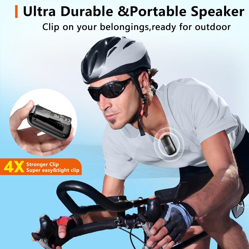 Portable Bluetooth Speakers, Clip-On Wireless Stereo, Deep Bass, IPX5 Waterproof, Mini Outdoor Wearable, BT 5.3 for Cycling, Party, Beach, Shower