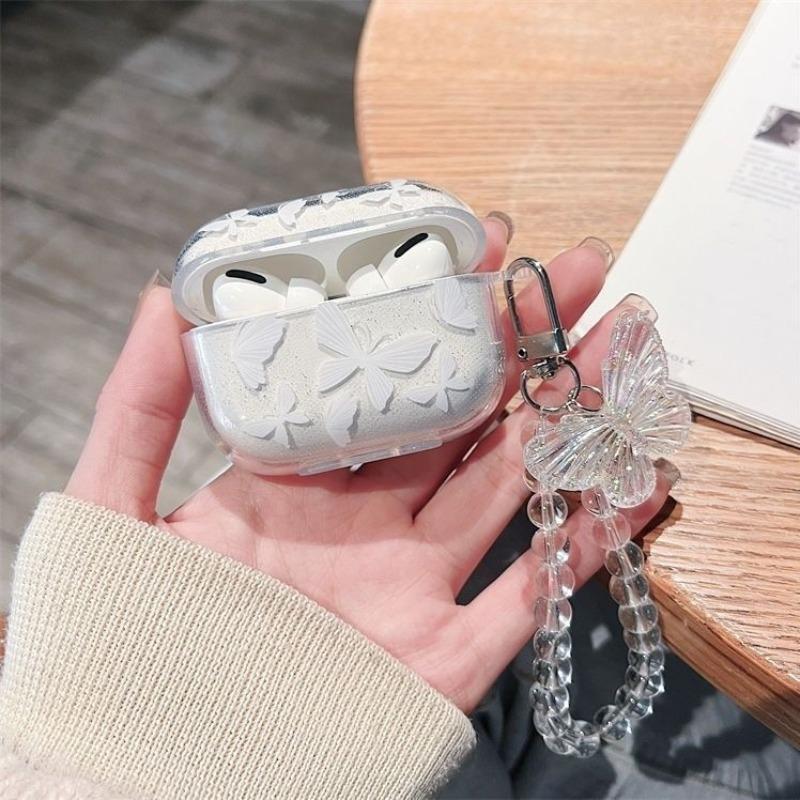 Cute Bowknot Design Earphone Case with Keychain, 1 Count Decorative Earphone Protector Cover, Earphone Accessories Compatible with AirPods