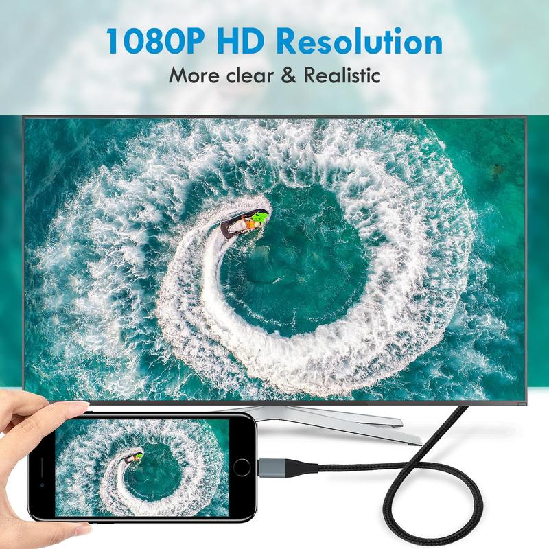 HDMI Adapter for iPhone to TV, 1080P HD Video Sync Screen Connector, Phone Accessories, HDMI Adapter HDMI Cable for iPhone to TV, Audio & Video Accessories