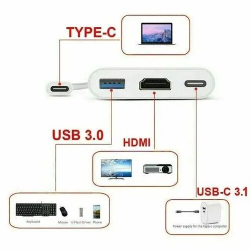 USB Type C to HDMI HDTV TV Cable Adapter Converter Hub for Macbook Android Phone