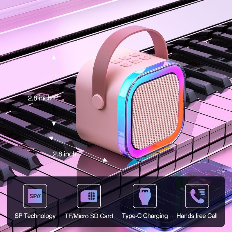 Portable Wireless Karaoke Speaker with Microphone,Stereo Sound Subwoofers, KTV Speaker Subwoofer with RGB Colorful LED Lights, Karaoke Machine Sound System for Outdoor Sports Travel, Room Accessories, Audio Device wireless speaker