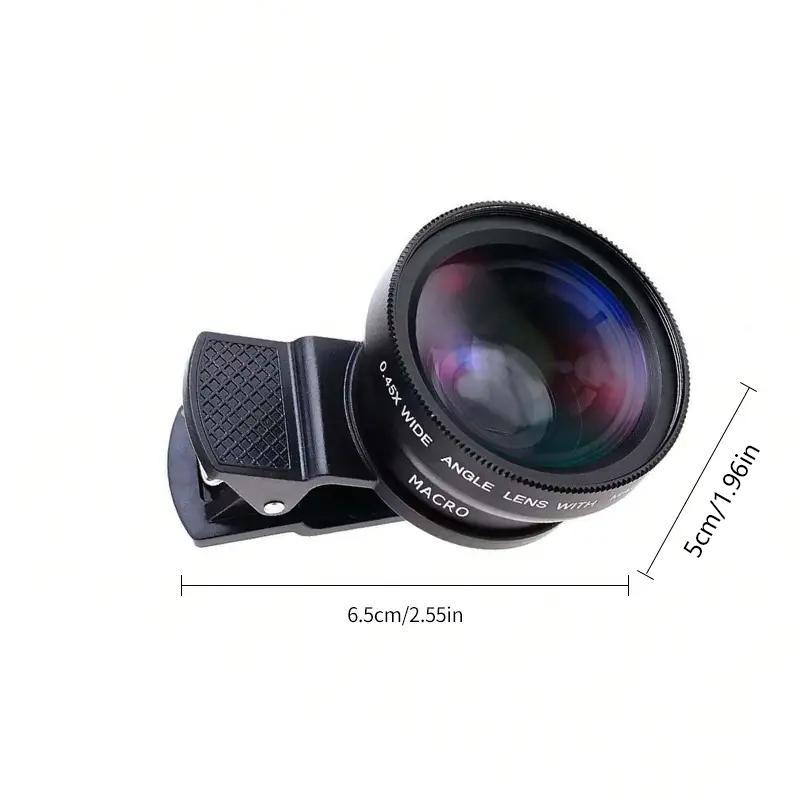 1 Set Universal Clip Type Phone Lens, 0.45X Wide Angle & Macro Distance Lens, Phone Auxiliary Professional Lens for Selfie, Video Recording & Photography