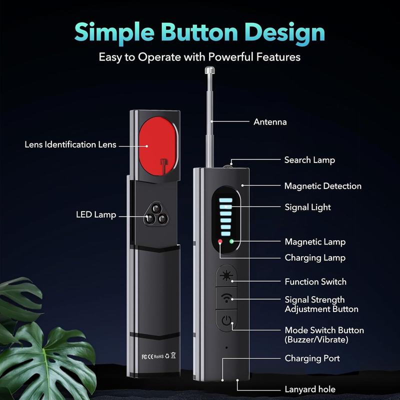 ENOMIR Hidden Camera Detectors, Listening Device Detector, Bug Detector, Car GPS Tracker Detector, RF Signal Detector, 5 Levels Sensitivity, 4 Modes, 30H for Car, Travel, Office, Hotel, Airbnb, Bathroom, Rental