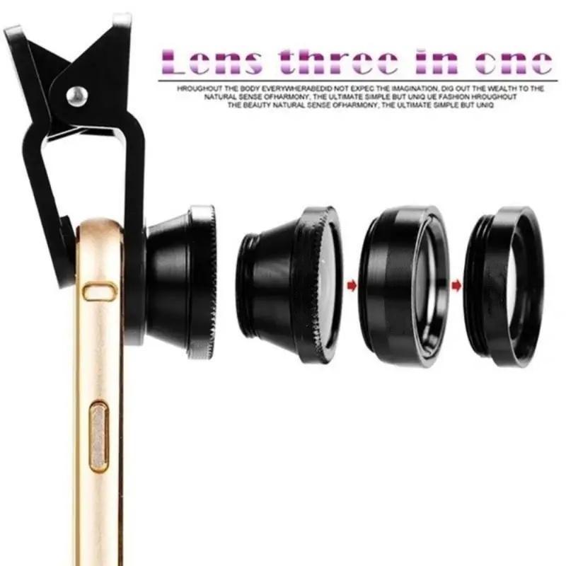 Universal Clip Lens Set, Professional 3 In 1 Mobile Phone Camera Lens, Portable Wide Angle & Fisheye & Macro Lens, Lens Kit for Mobile Phone, Phone Accessories, Mobile Lenses Accessories, Boyfriend Gift