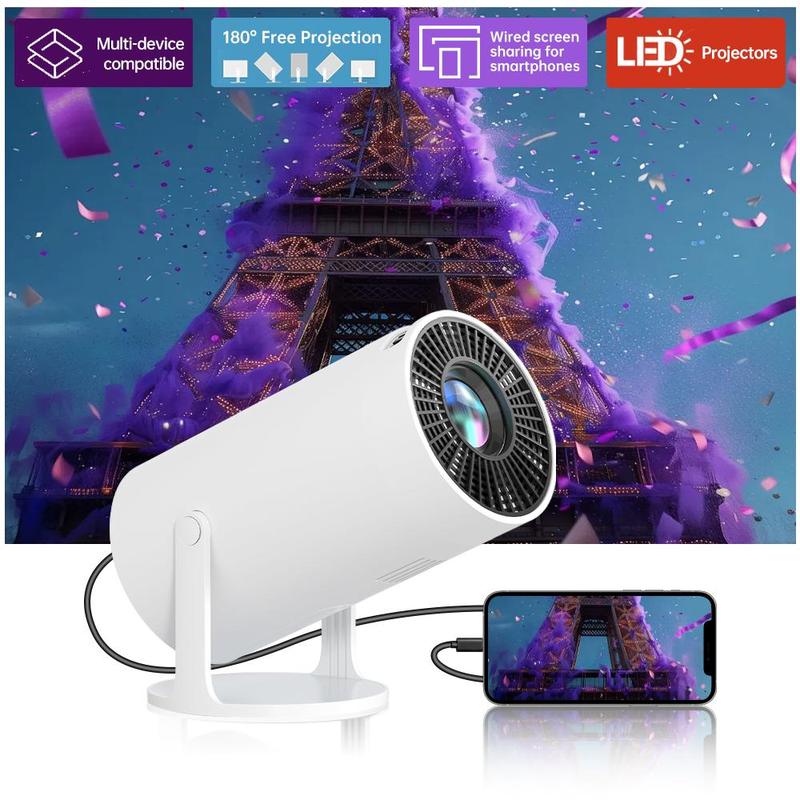 Portable Outdoor Projector, 720P HD Projector, Home Theater Projector, Suitable for Home Outdoor Office, Compatible with USB HDMI 3.5mm Headphones