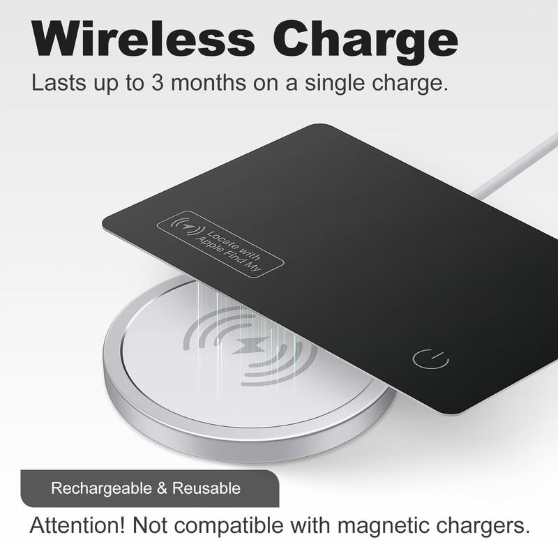 Ultra-Slim Waterproof Wallet Tracker Card, Wireless Charging Tracker Card, Compatible with Apple Find My (iOS Only)