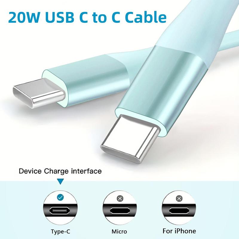 20W USB-C to Type-C Fast Charging Cable, 6.6FT Phone Charging Cable Compatible with Apple iPhone 15 HUAWEI Samsung Xiaomi OPPO & More USB-C Devices