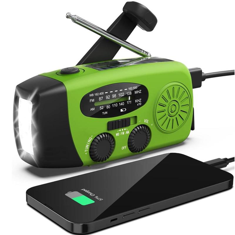 Hand Crank Radio with Solar Power Bank for Summer, AM FM NOAA Weather Radio with Flashlight, Portable Radio, Solar Powered Radio Tools, Summer Supplies