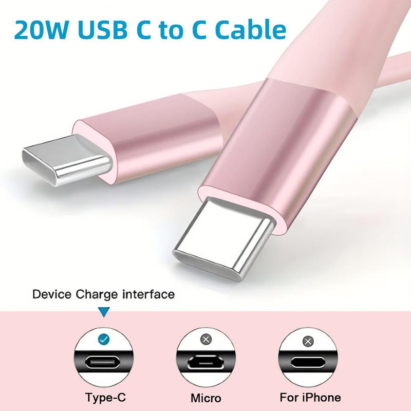 20W USB-C to Type-C Fast Charging Cable, 6.6FT Phone Charging Cable Compatible with Apple iPhone 15 HUAWEI Samsung Xiaomi OPPO & More USB-C Devices