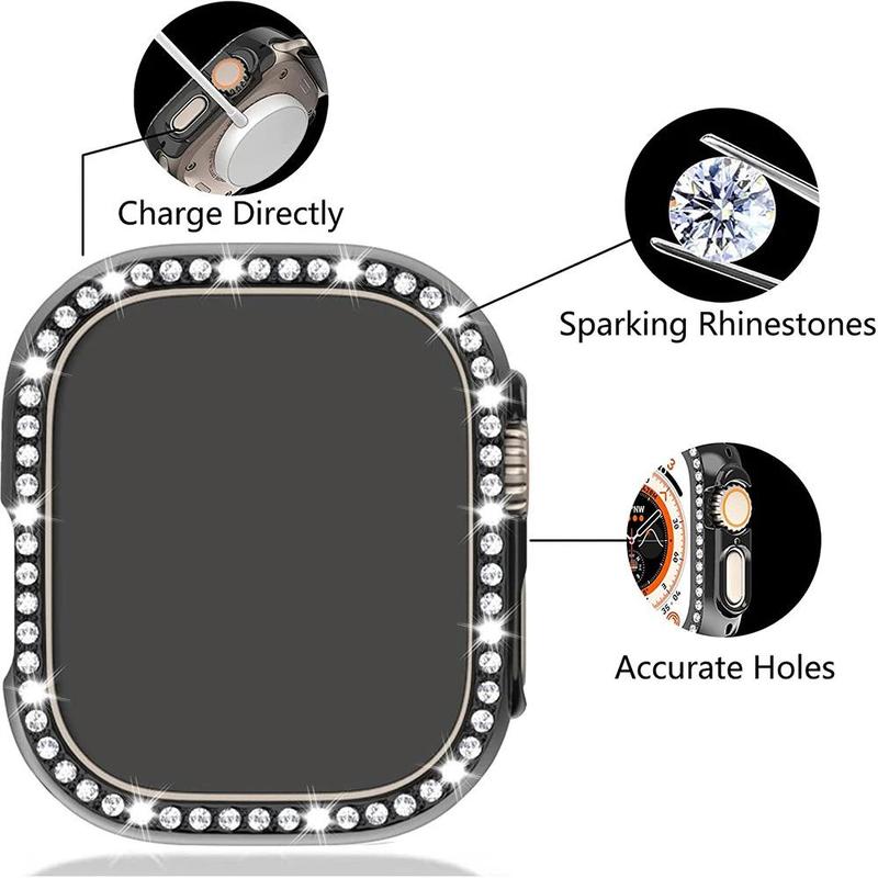 Rhinestone Decor Smart Watch Case, 1 Count Smart Watches Protective Case, Wearable Accessories Compatible with iWatch 40mm 41mm 44mm 45mm 49mm