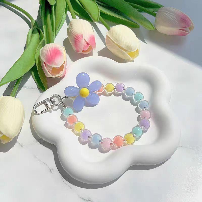 Colorful Flower Charm Beaded Phone Chain, Phone Lanyard, Phone Wristlet Strap for Phone