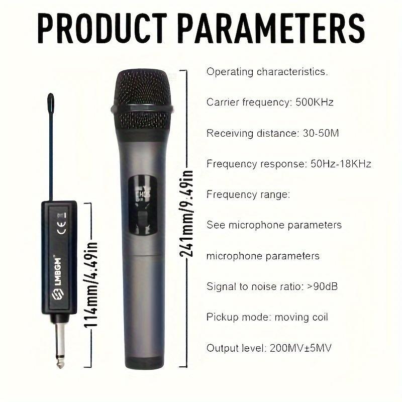 Wireless Microphone, Rechargeable Handheld Microphone, KTV Handheld Microphone System, Rechargeable Mic, Professional Microphone Wireless for Home KTV Party, Karaoke Microphone