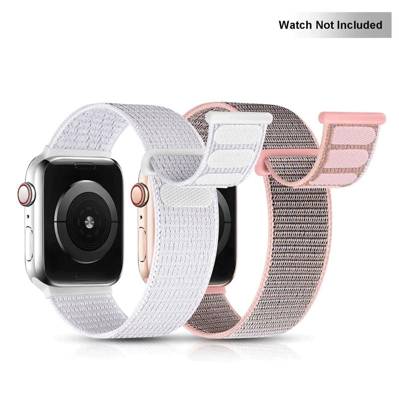 Sport Watch Strap, 2 Counts Nylon Loop Watch Strap, Sport Velcro Design Watch Strap For Men & Women, Fashion Braided Replacement Strap Compatible With iWatch Series