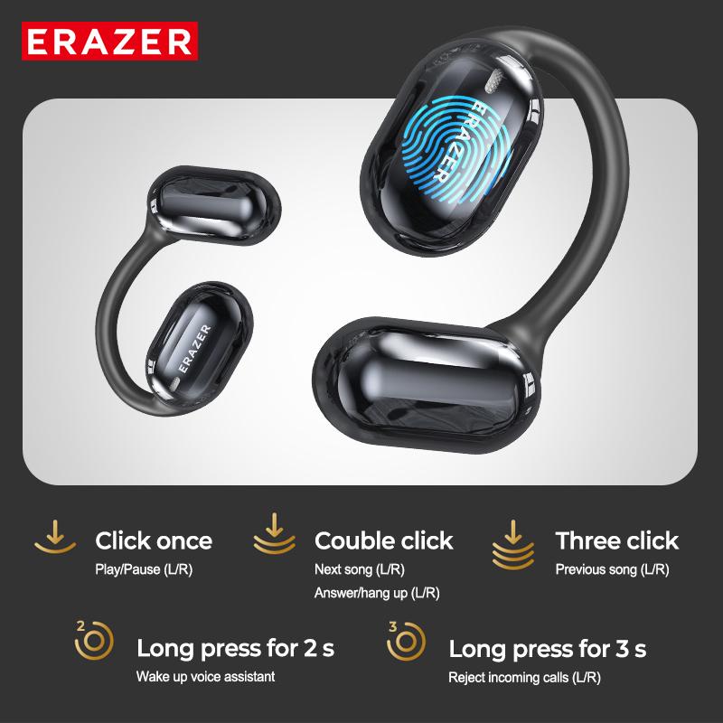 ERAZER OWS Touch Screen Earphone Bluetooth 5.4 Wireless Headphones oise Canceling TF Card Headset HIFI Stereo Full-Color Display Multifunctional Earbuds With Mic