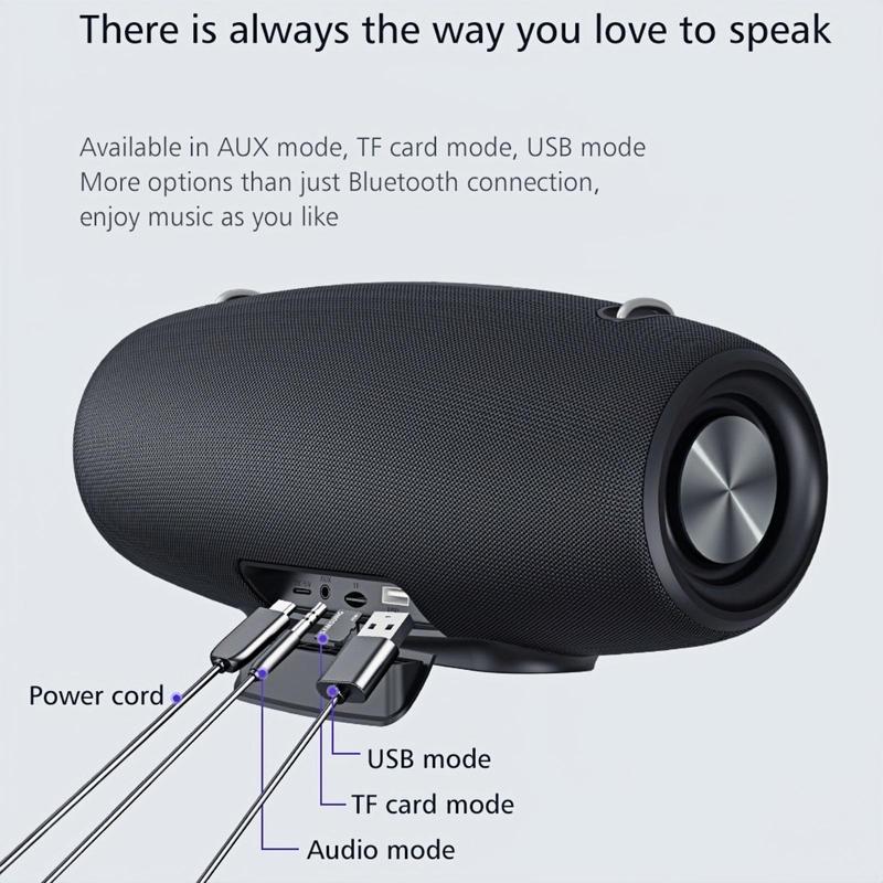 Wireless Speaker, Portable Bluetooth-compatible Speaker with Shoulder Strap, Waterproof Speaker with 60W Loud Stereo Sound for Outdoor Party Beach Camping