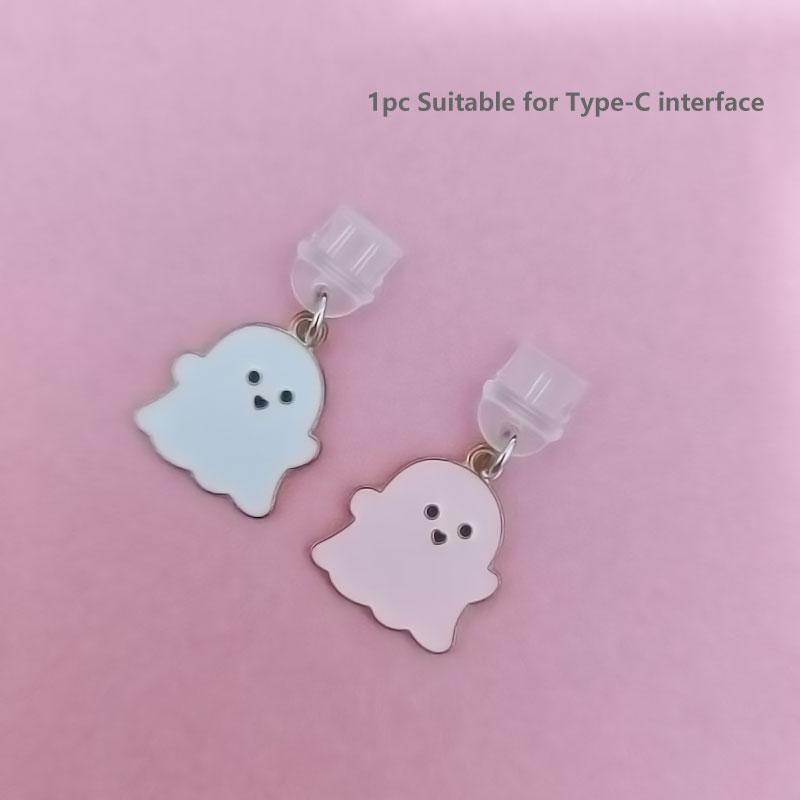 Cute Ghost Design Phone Dust Plug, Anti-dust Phone Charging Port Plug, Mobile Phone Decoration Accessories for Women & Girls