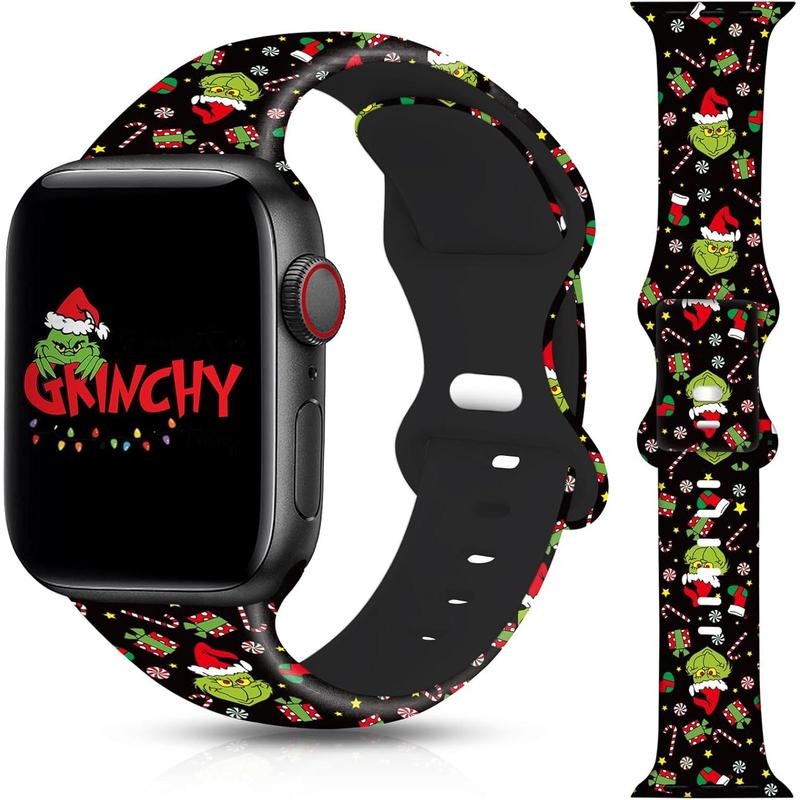 Christmas Halloween Watch Band Compatible with Apple Watch Band 38mm 40mm 41mm 42mm 44mm 45mm 49mm iWatch Ultra SE Series 9 8 7 6 5 4 3 2 1, Christmas Halloween Soft Silicone Sport Replacement Strap Band for Girls Accessories Wearable Accessories Wearable