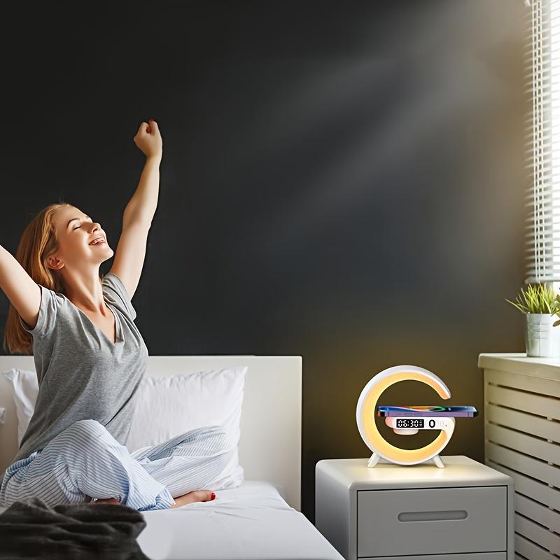 Wireless Speakers With Wireless Fast Charging, Bar Smart Light, Sunrise Alarm Clock, Wake Up Light For Bedrooms, Energize Your Mornings: Smart RGB Speaker Lamp With Sunrise Alarm & Fast Wireless Charging - Ideal For Bedrooms, Dorms, Gifts