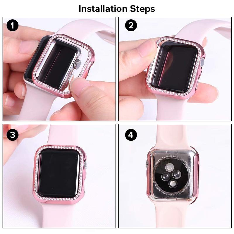 Rhinestone Decor Smart Watch Case, 1 Count Smart Watches Protective Case, Wearable Accessories Compatible with iWatch 40mm 41mm 44mm 45mm 49mm