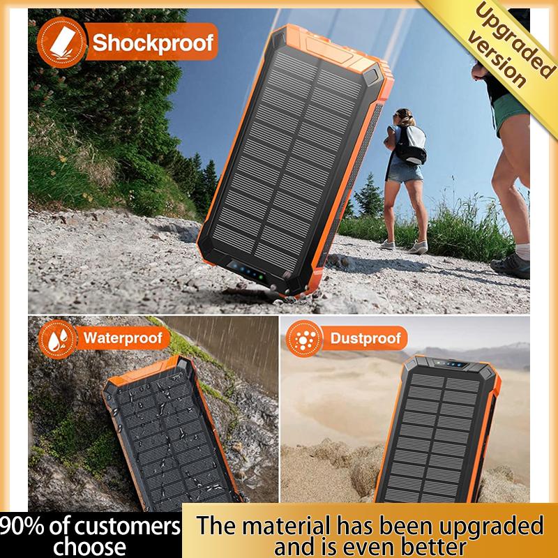 20000mah large capacity magnetic solar power bank with built-in charging cable