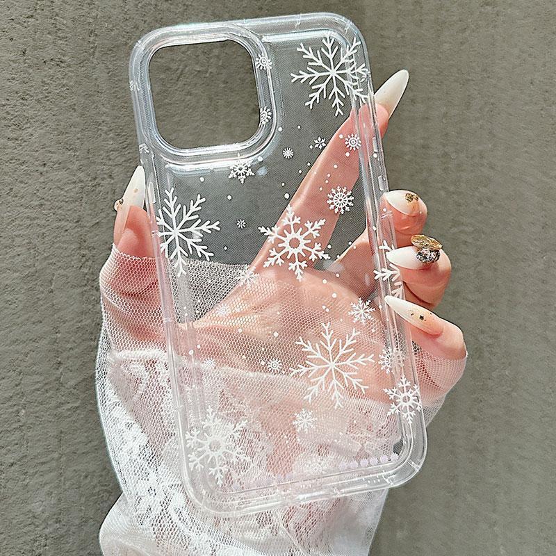 Snowflake Pattern Clear Phone Case, Anti-drop Cellphone Protective Case, Total Protective Shockproof Mobile Phone Cover for iPhone 15 Pro Max 16 14