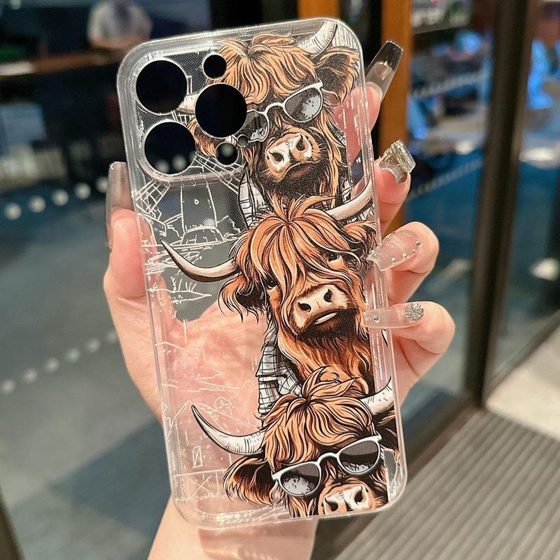 Creative Cow Pattern Phone Case, Shockproof Decorative Phone Protector Cover, Phone Accessory Compatible With iPhone 11 12 13 14 15 Series