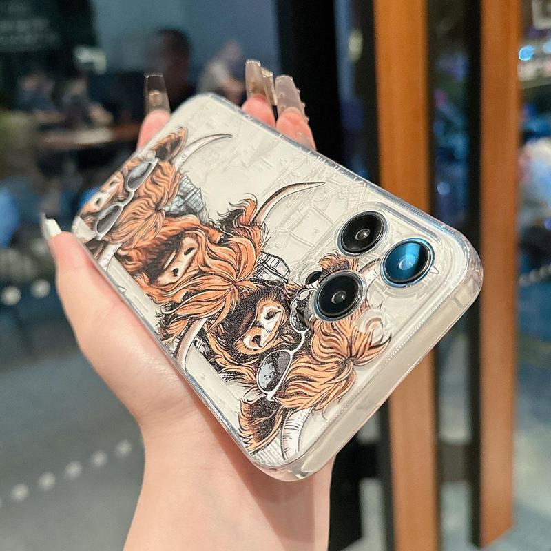 Creative Cow Pattern Phone Case, Shockproof Decorative Phone Protector Cover, Phone Accessory Compatible With iPhone 11 12 13 14 15 Series