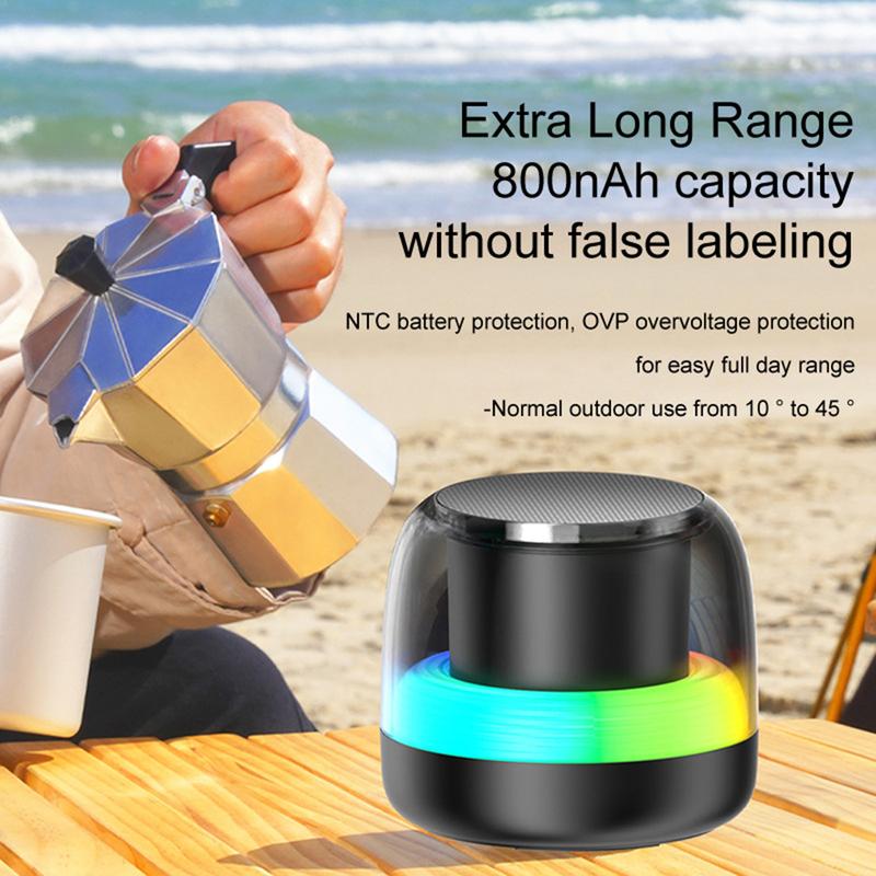 Mini Bluetooth Speakers with LED Lights, Portable Bluetooth Speaker With Wireless Stereo TWS Pairing, HiFi HD Sound, for Shower, Beach, Home, Outdoor