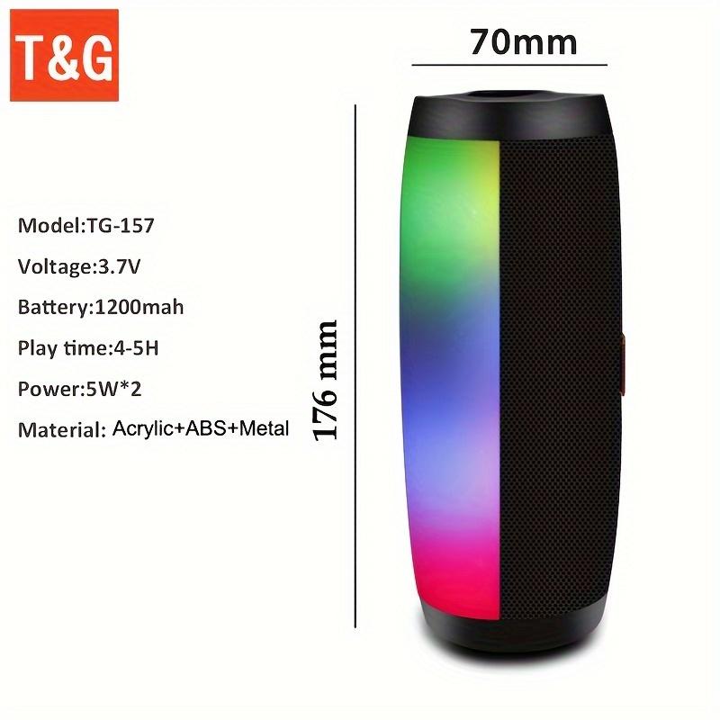 TG157 LED Flashing Light Wireless speaker Portable Outdoor 1200mAh BoomBox speaker support TF card AUX USB FM WAV MP3 WMA 10W power Play time 3-5H support 32G TF card Wireless Radio