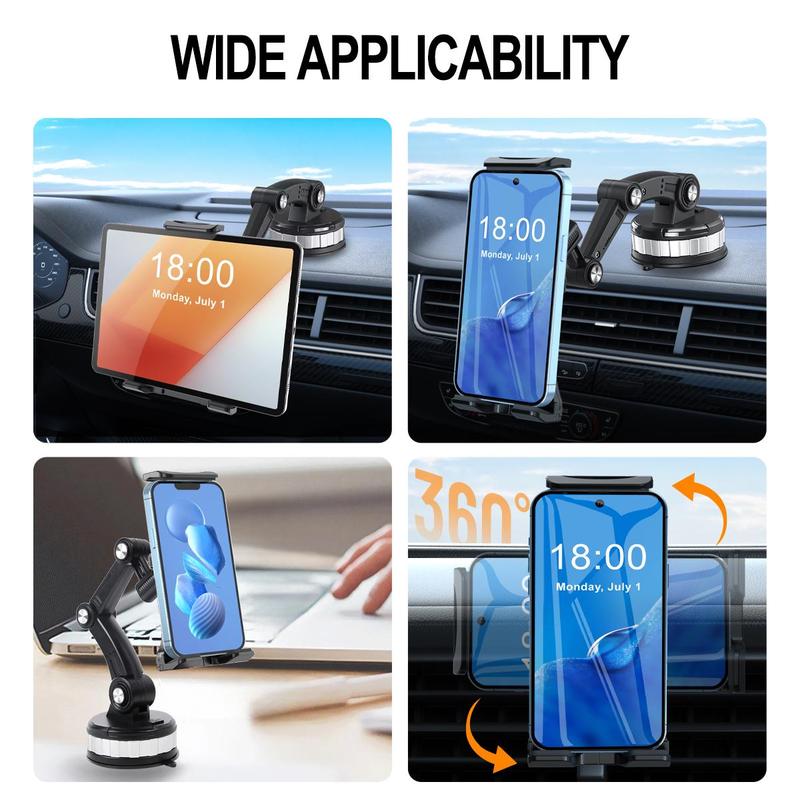 Car Dashboard Phone & Tablet Holder, Adjustable Arm Car Tablet Stand, Phone Accessories Compatible with 4-13 Inch Tablets & Mobile Phones