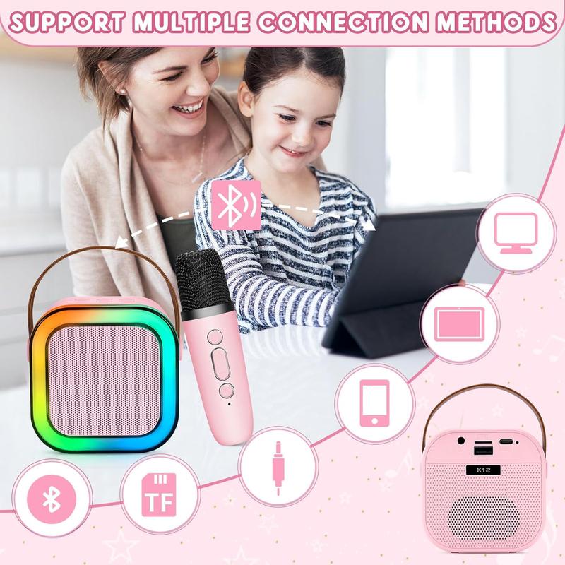 Mini children's karaoke machine, portable Bluetooth speaker, Bluetooth microphone, Bluetooth audio, can be connected to smartphones, suitable for boys, girls, adults, parties, and family KTV