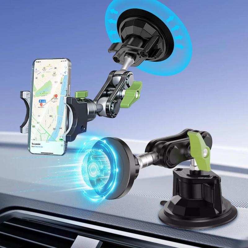 Folding Magnetic Car Phone Holder, 360° Rotation Adjustable Navigation Bracket Stronger Suction Dashboard Mount, Universal Cell Phone Holder