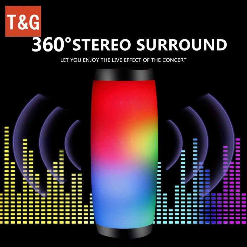 TG157 LED Flashing Light Wireless speaker Portable Outdoor 1200mAh BoomBox speaker support TF card AUX USB FM WAV MP3 WMA 10W power Play time 3-5H support 32G TF card Wireless Radio