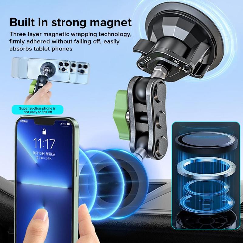 Folding Magnetic Car Phone Holder, 360° Rotation Adjustable Navigation Bracket Stronger Suction Dashboard Mount, Universal Cell Phone Holder