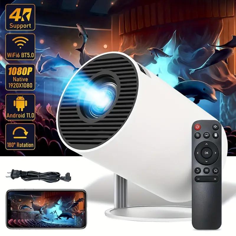 The new  Mini Projector with WIFI 6 and Bluetooth, 4K 1080P Support Portable Projector 180° Rotatable 130'' Screen Movie Projector Auto Keystone Compatible for Laptop, PC, Smartphone (White)Christmas presents, Birthday Presents