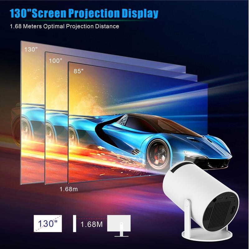 Portable Projector, 2.4 5G WiFi Smart Projector, 360°Adjustable Stand 4K HD LED Projector Auto Keystone Correction Portable Projector, BT 5.2, 200 Inch Screen,Built-in speaker, Home Video Projector