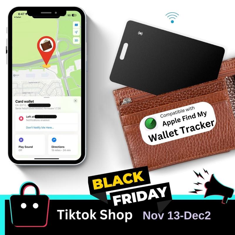 Smart Tracker Card(iOS Only) - Works with Apple Find My, Rechargeable Wireless Charging,IP68 Smart Wallet Tracker Card,Wallet Tracking Card