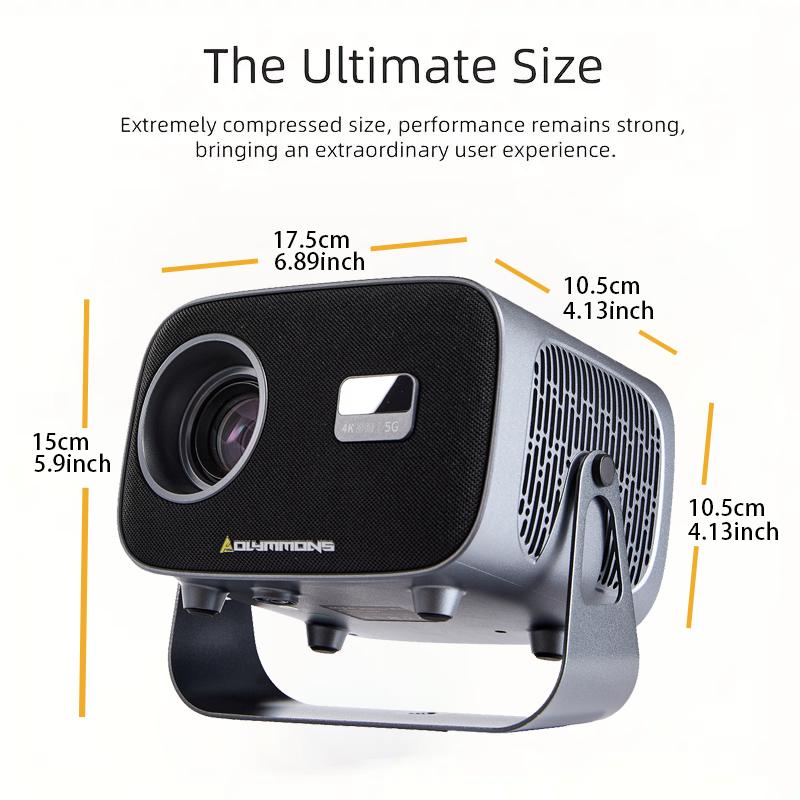 Olymmons Mini Projector with WIFI 6 and Bluetooth, 4K 1080P Support Portable Smart Projector 360° Rotatable 130'' Screen Movie Projector for Outdoor Home Theater Auto Keystone Compatible with iOS Android Mini 4K Portable Wireless