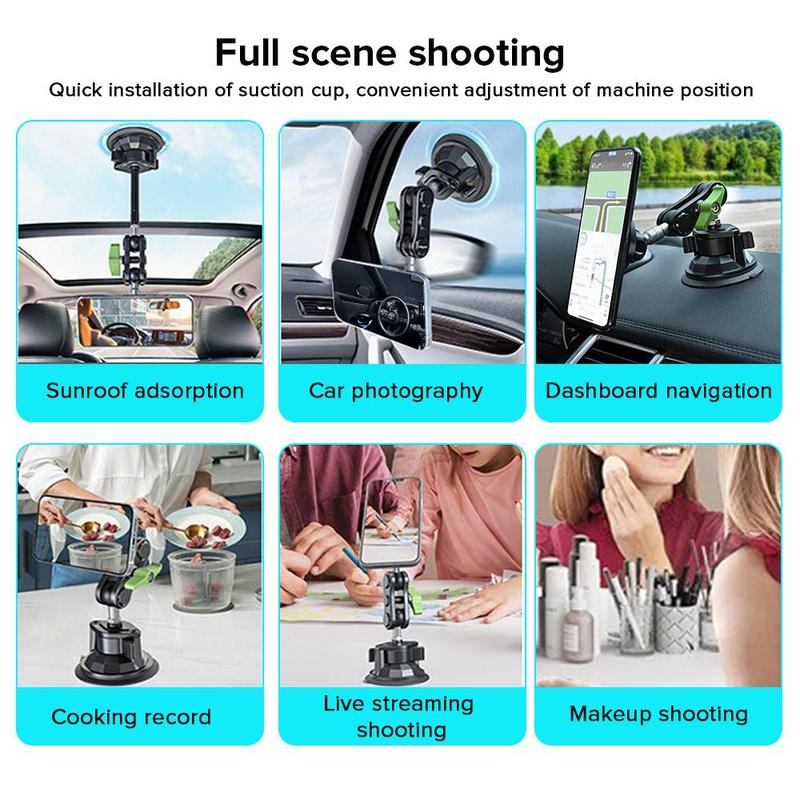 Folding Magnetic Car Phone Holder, 360° Rotation Adjustable Navigation Bracket Stronger Suction Dashboard Mount, Universal Cell Phone Holder