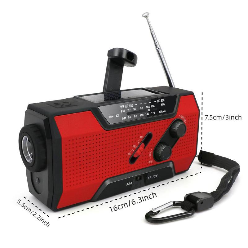 Portable USB Solar Hand Crank Charging Radio, Emergency Weather Radio with Power Bank Function, Radio with SOS Alarm & Flashlight for Indoor Outdoor Emergencies