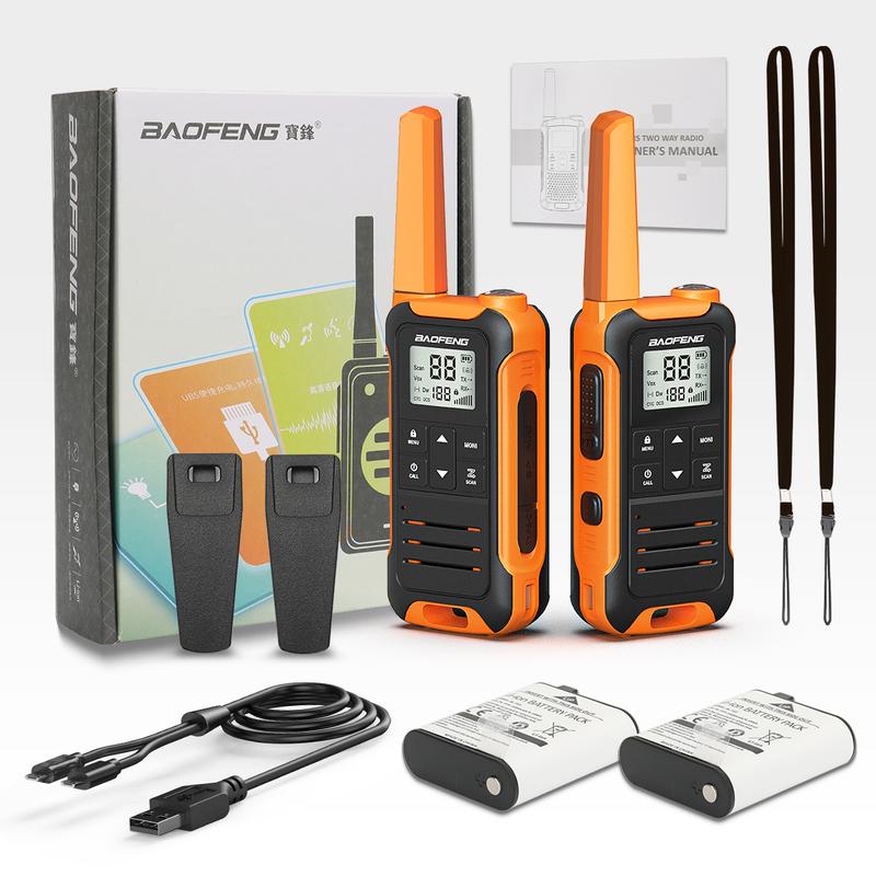 Baofeng Radio F22 Long Range Walkie Talkies for Adults with 22 FRS Family 2-Way Radio with LED Flashlight VOX for Hiking Camping Trip (Orange 4 Pack)